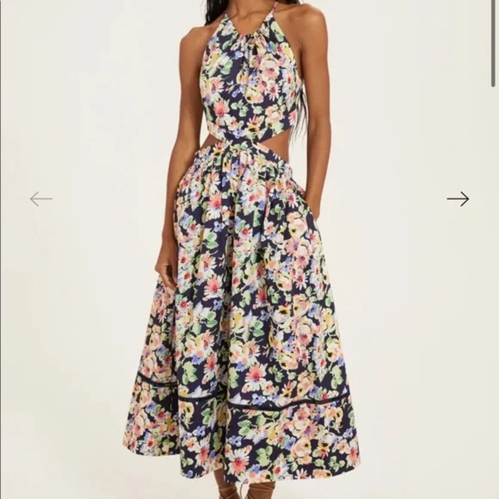 SOMETHING NAVY women’s floral cut out midi dress size S